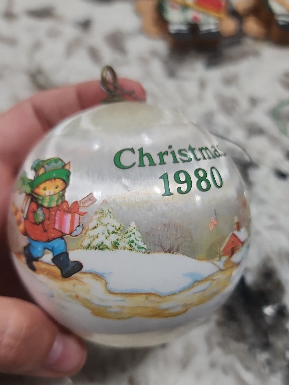 Vintage Christmas 1980 Vintage-Style White Holiday Ornament